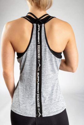 King Lifestyle Ladies Grey/Black Spaghetti Strap Tank Top